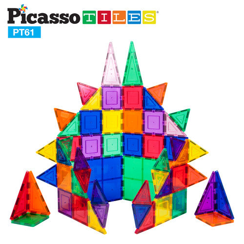 PicassoTiles 3D Magnetic Building Block Tiles Set Size: PT61 61 Piece Set