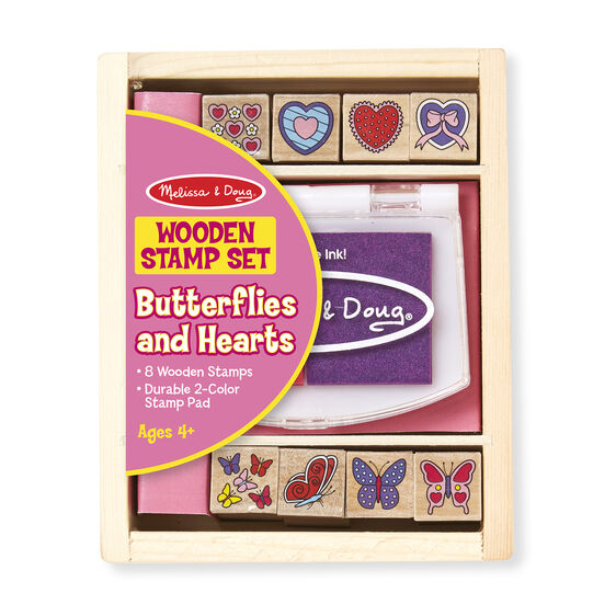 Melissa & Doug Butterflies and Hearts Wooden Stamp Set