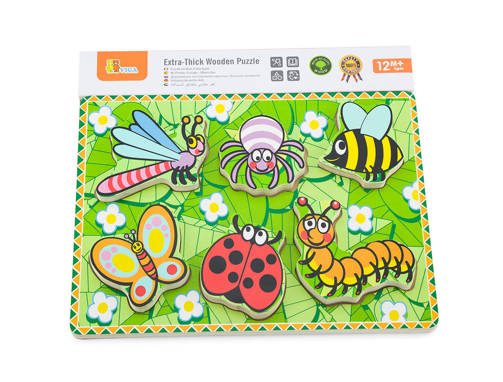 Viga Extra-Thick Wooden Puzzle - Insects