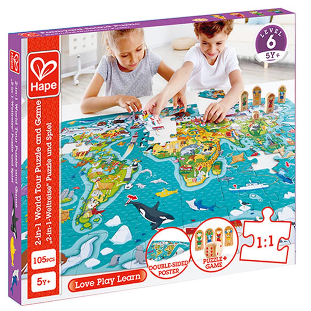 Hape 2-In-1 World Tour Puzzle And Game