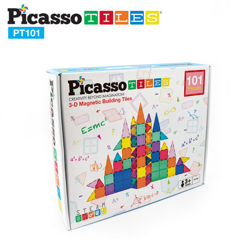 PicassoTiles 3D Magnetic Building Block Tiles Set Size: PT101 101 Piece Set