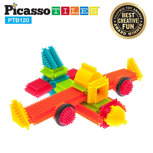 PicassoTiles Bristle 3D Shape Building Blocks Set Size: PTB120 120 Pieces