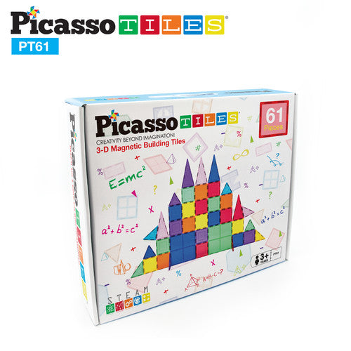 PicassoTiles 3D Magnetic Building Block Tiles Set Size: PT61 61 Piece Set